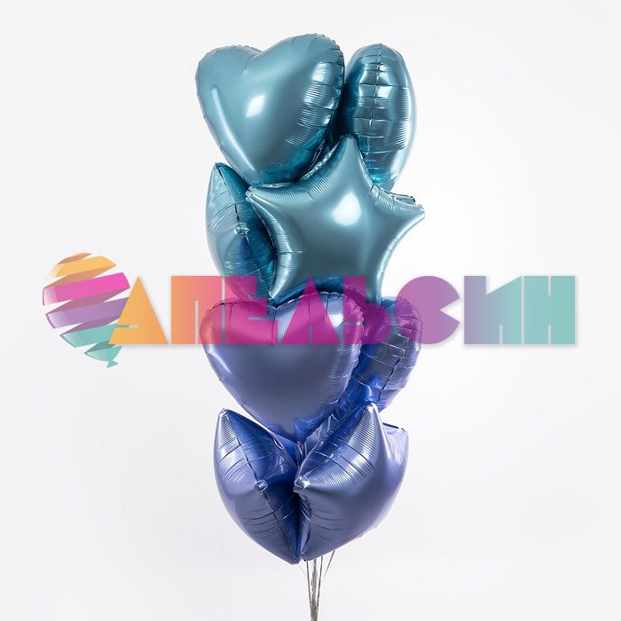 Шар сердце Синий AG19"/48см Сизый Бохо (Россия) 228324