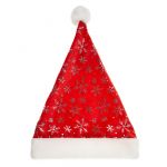 Колпак Новогодний красный снежинки серебрянные 28х38см плюш 6232307