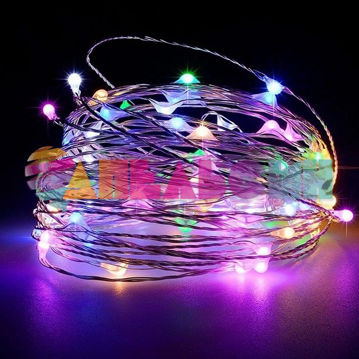 Светодиодная нить 10м Мульти 100 LED на батарейках 512034