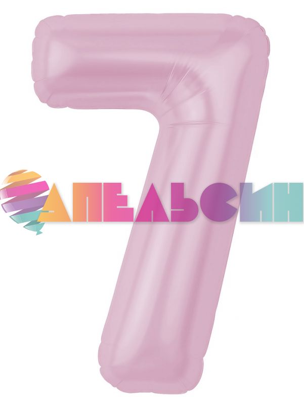 Шар цифра Розовый AG40"/102см Зефирный 7 Slim (Россия) 942268