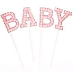Топпер Baby розовый 12х18см 4шт/уп стразы и бусины 9270943