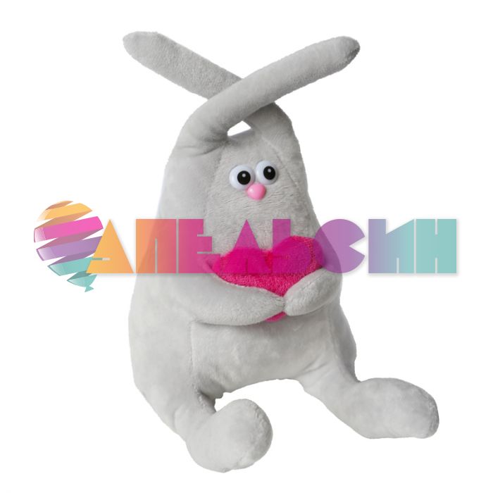 Игрушка Заяц с сердцем 28см сидя 28302