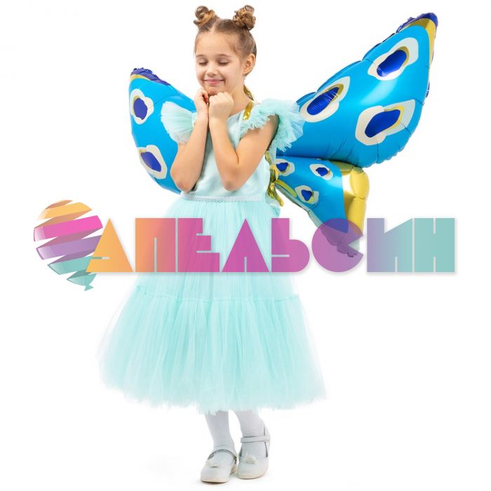Шар фигура Бабочка кокетка голубой Е52"/132см (Китай) 1207-5603