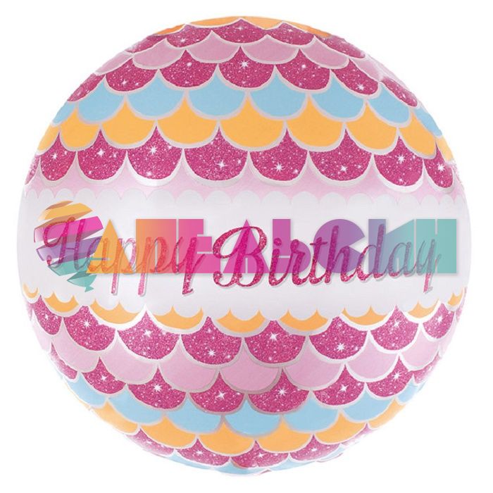 Шар фольга Русалка чешуя розовая HB FL18"/48см круг (Китай) 15392 DBCM-0049
