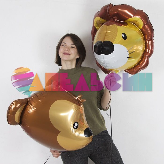 Шар 3D голова Лев FL28"/71см (Китай) 19919