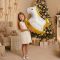Шар фигура Лошадка-качалка белый с золотом Е37"/94см (Китай) 1207-5698