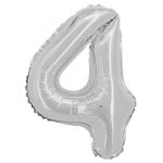 Шар цифра Серебро FL16"/41см 4 (Китай) с клапаном R3184