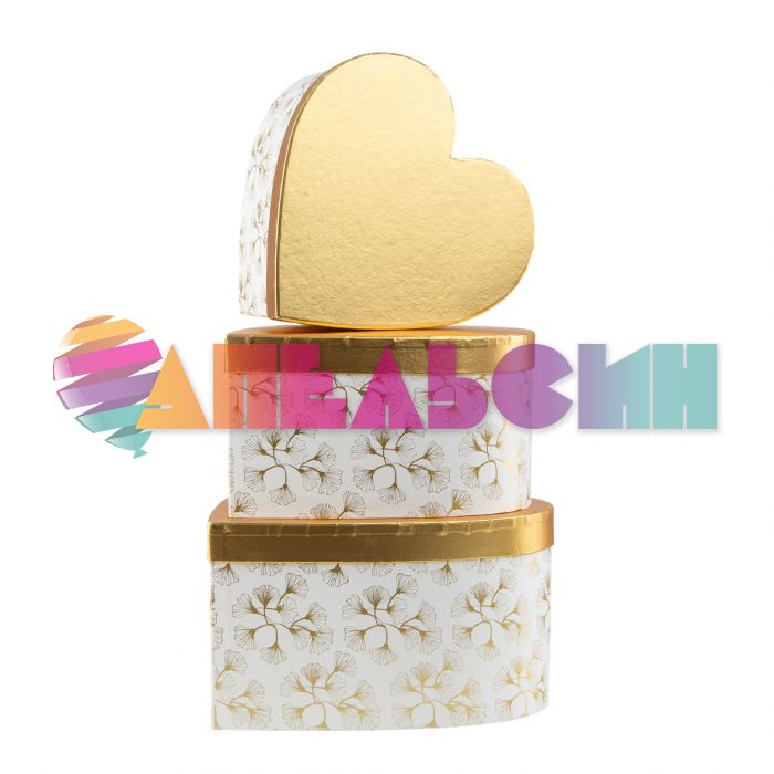 Коробка Лютики на белом 25х26х14см сердце 10803-26D-2
