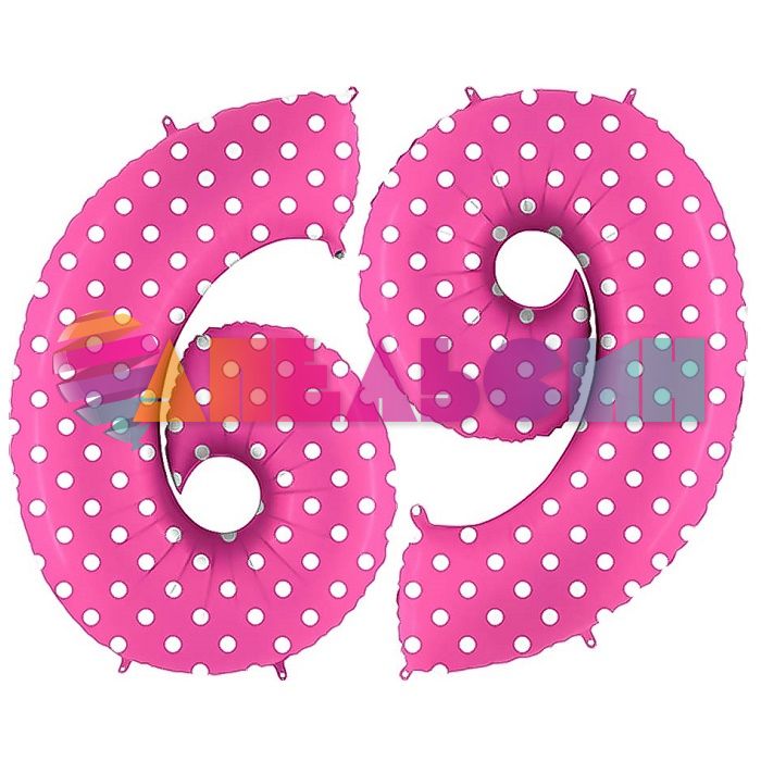 Шар цифра Розовый G40"/102см горох 6/9 (Италия) 1207-3229-СТОК