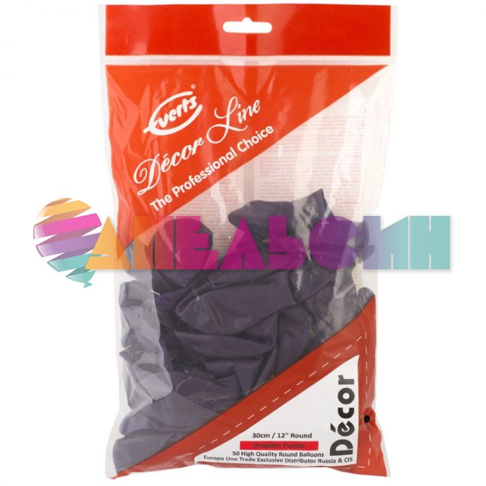 Шар кристалл Фиолетовый Э12"/30см (966) Droplets Purple 50шт/уп (Малайзия) 1102-1906