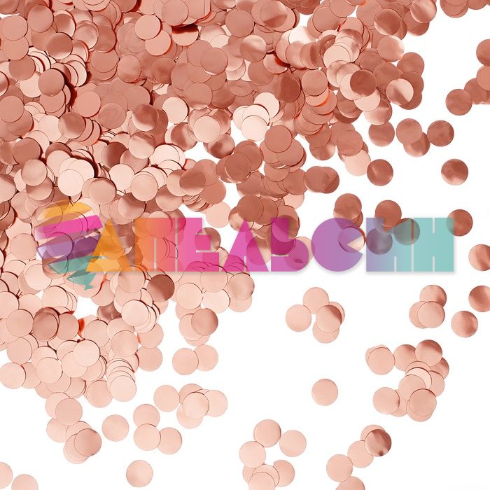 Конфетти Розовое золото ХРОМ круг 1см фольга 50гр 6015419
