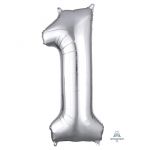 Шар цифра Серебро A40"/102см премиум 1 (США) 1207-0253
