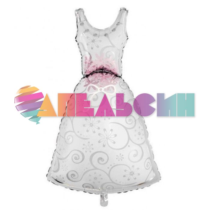 Шар фигура Платье ажурное невеста FL41"/104см (Китай) R350-СТОК
