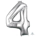 Шар цифра Серебро A40"/102см премиум 4 (США) 1207-0259