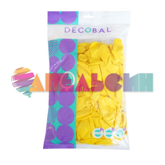 Шар пастель Желтый DL12"/30см (140) Yellow 100шт/уп (Вьетнам) 312140