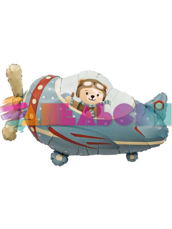 Шар фигура Самолет мишка-пилот AG34"/86см (Россия) 229178