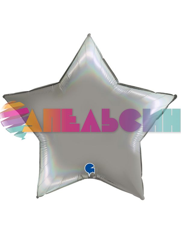 Шар звезда Серебро G36"/91см платиновое (Италия) голография 362P01RHPu