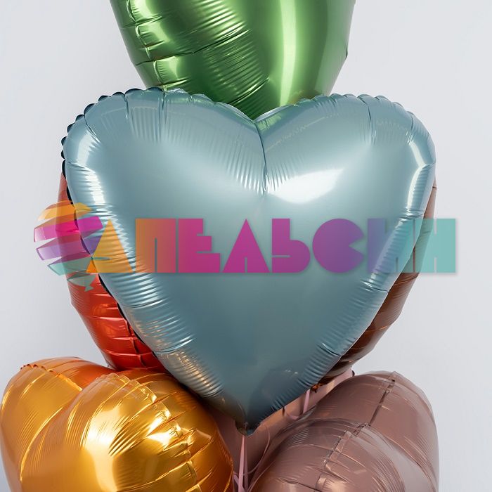 Шар сердце Голубой AG19"/48см утренний туман Бохо (Россия) 228294