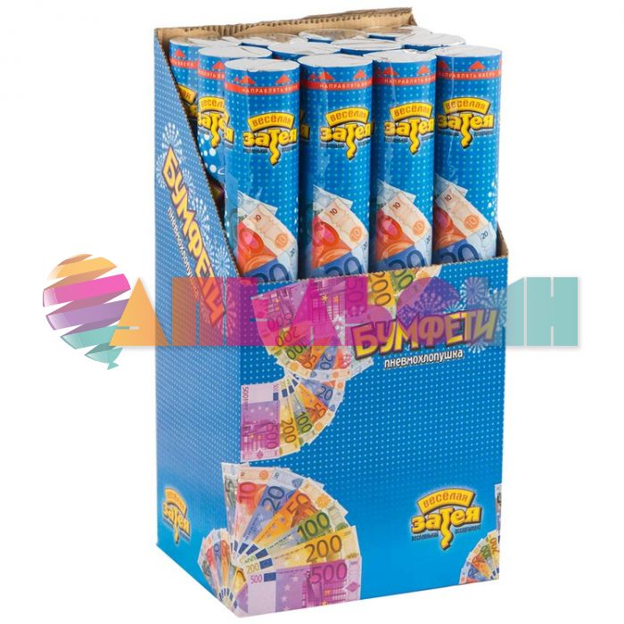 Хлопушка Денежный дождь Евро 40см 1501-1143