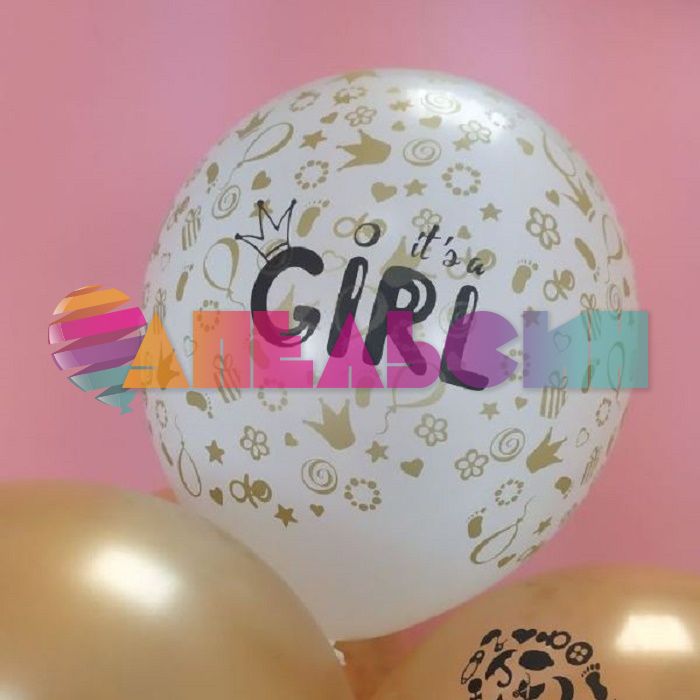 Шар латекс Welcome Baby Girl 12"/30см 25шт/уп (Мексика) 6076269