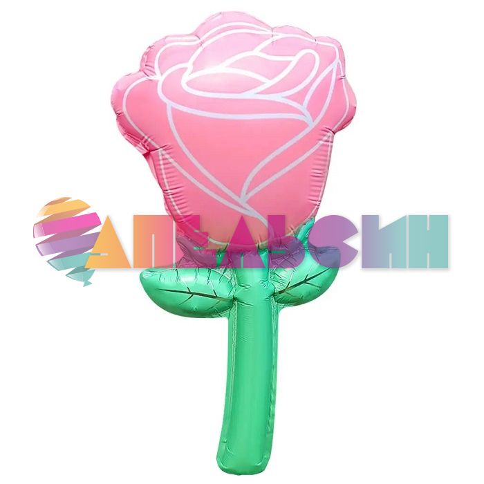 Мини фигура Цветок роза розовый FL17"/43см (Китай) с клапаном 24778