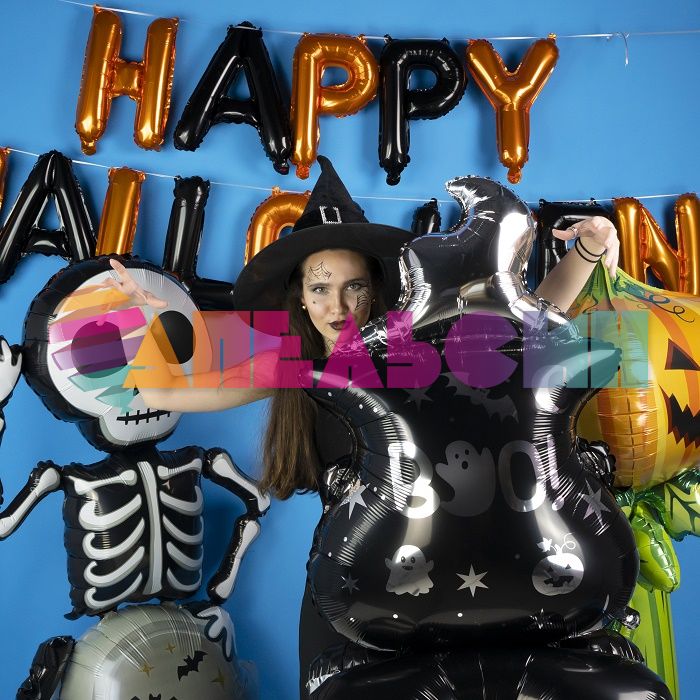 Надпись из шаров HAPPY HALLOWEEN черно-оранжевый 250см FL14"/36см (Китай) 21951