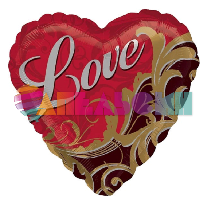 Шар фольга Love Русский узор A18"/46см сердце (США) 23263-1