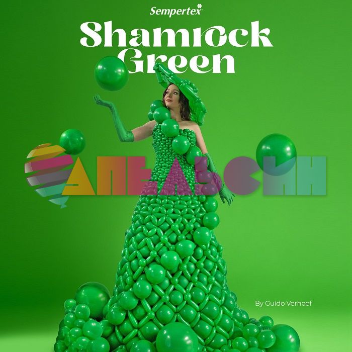Шар пастель Зеленый S18"/46см (029) Shamrock Клевер 5шт/уп (Колумбия) 404301-5
