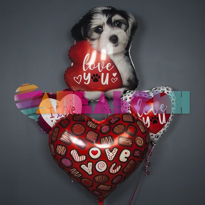 Шар фольга Love You Лапки G18"/46см сердце (Италия) 26243P