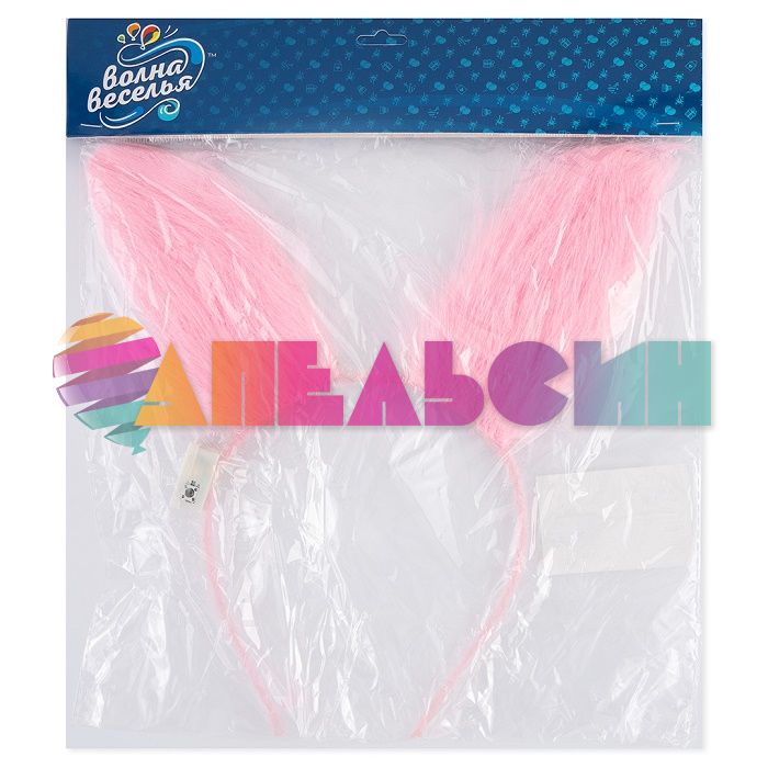 Ободок Зайка пушистик розовый светодиодный 6233700
