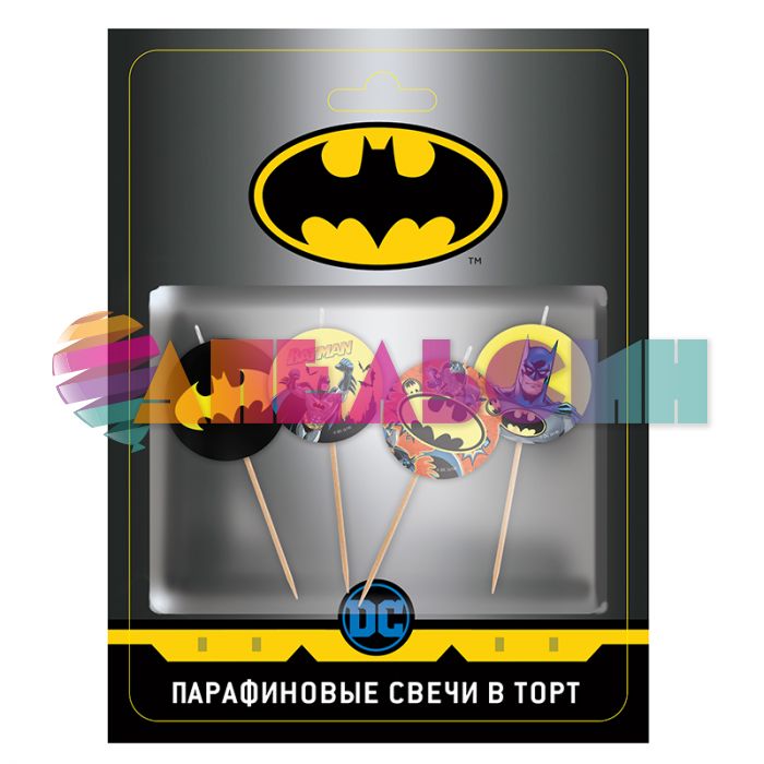 Свеча для торта Бэтмен 4см на пике 4шт/уп 280576 1502-4553