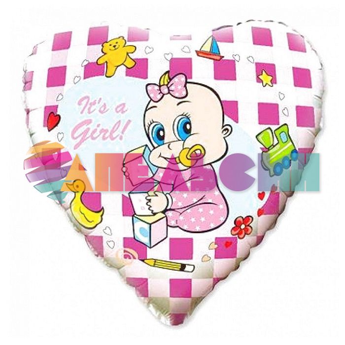 Мини сердце It`s a Girl ABC F9"/23см (Испания) 402862