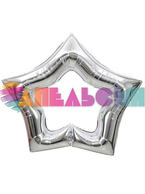 Шар звезда Серебро FL43"/109см контур (Китай) 25046