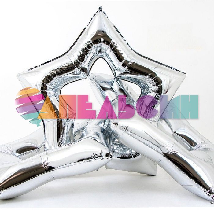 Шар звезда Серебро FL43"/109см контур (Китай) 25046