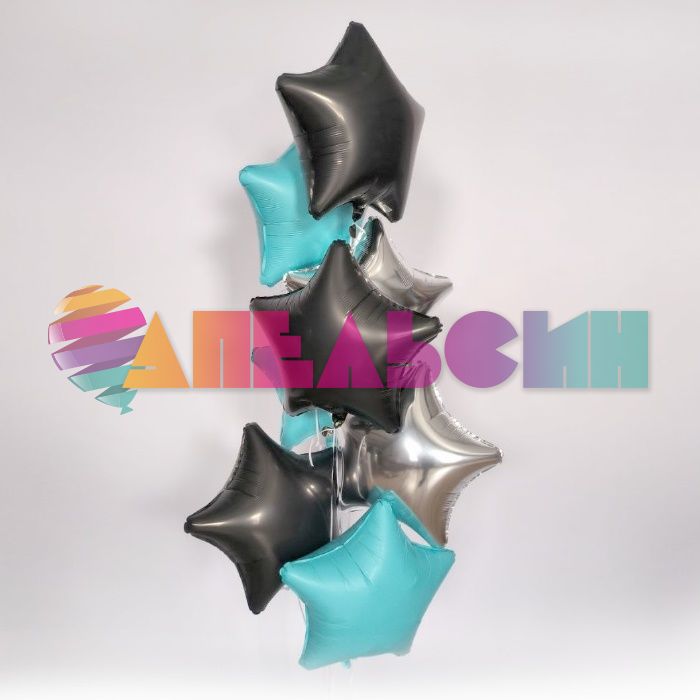 Шар звезда Черный AG19"/48см Графит (Россия) глянец 226207