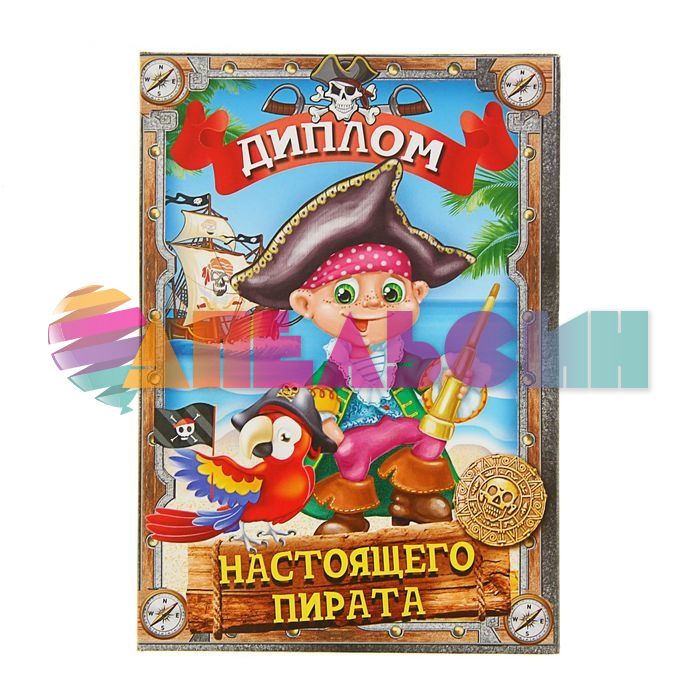 Диплом Настоящего пирата 11х16см папка 1626689