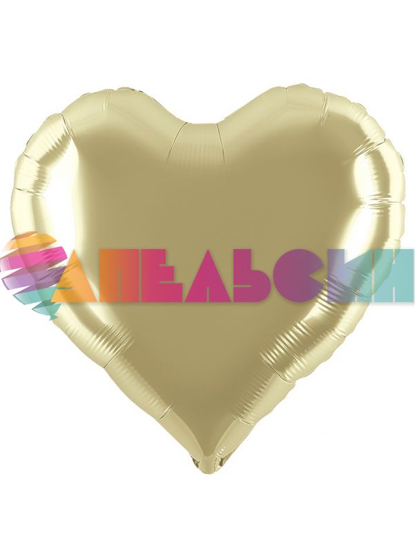 Шар сердце Белое золото FL18"/46см (Китай) металлик 24074