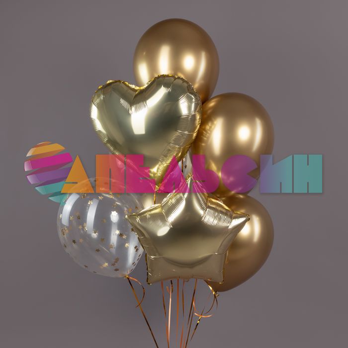 Шар сердце Белое золото FL18"/46см (Китай) металлик 24074