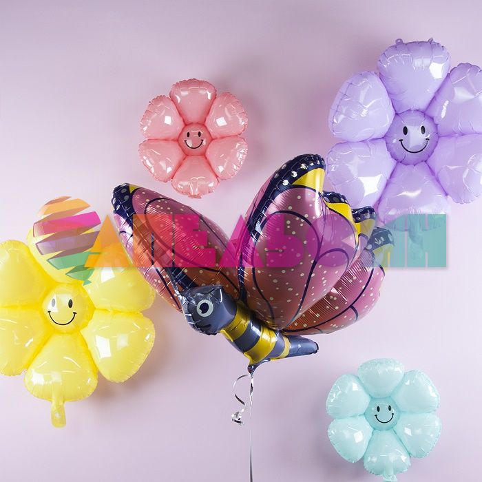 Мини фигура Ромашка сиреневый смайл FL17"/43см с клапаном (Китай) ТК-21906 23125