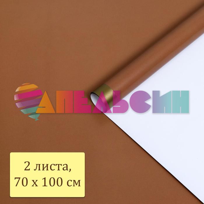 Бумага Молочный шоколад золотая оконтовка 70х100см 2шт/уп глянец 6485024
