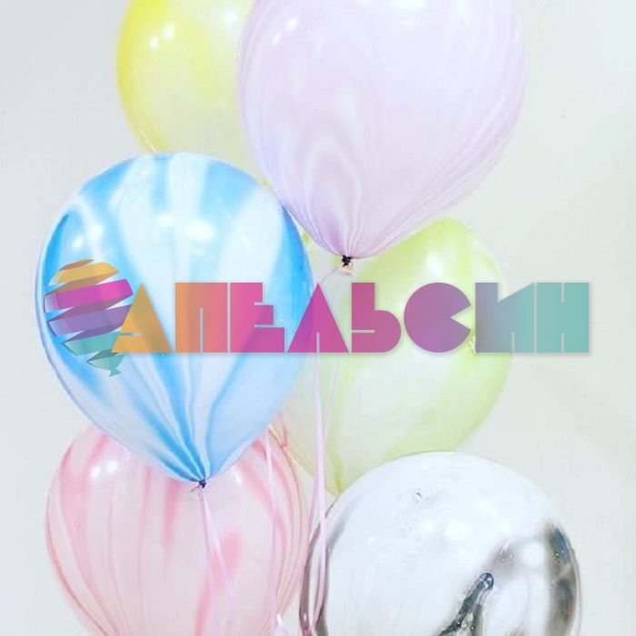 Шар латекс Агат синий Marble Blue 12"/30см 50шт/уп (Китай) 612812