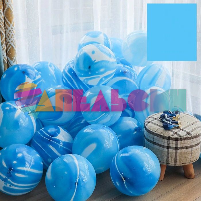 Шар латекс Агат синий Marble Blue 12"/30см 50шт/уп (Китай) 612812