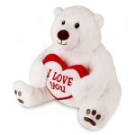 Игрушка Мишка белый с сердцем ILY 23см 5634702-СТОК