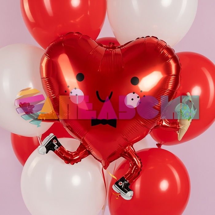 Шар фигура Сердце влюбленный смайл красный FL26"/66см (Китай) 26335