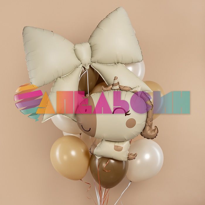 Шар фигура Бант классический кремовый FL39"/99см (Китай) сатин 26457 1207-6208