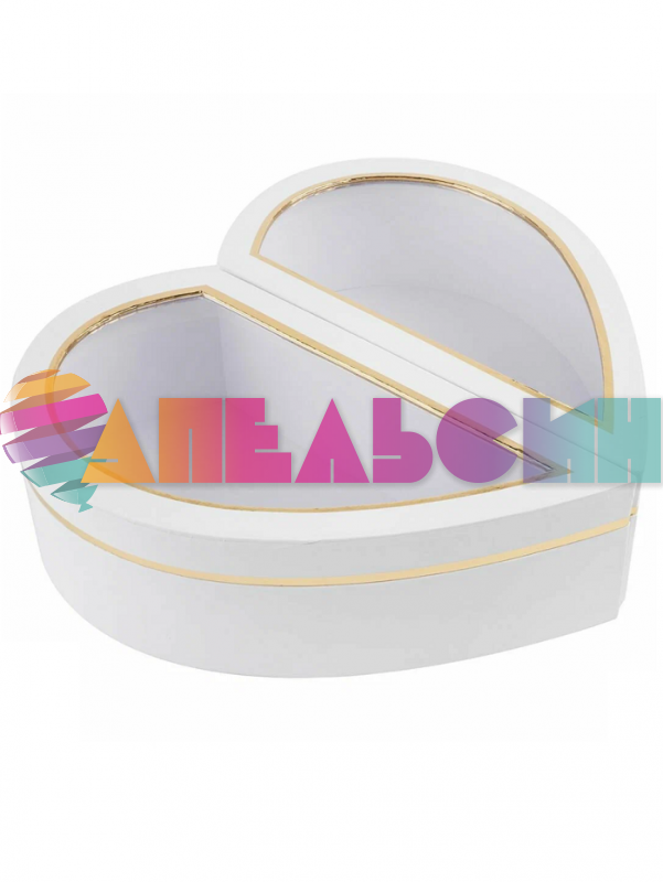 Коробка Белый с прозрачной крышкой 27x30см сердце две половинки 6231572