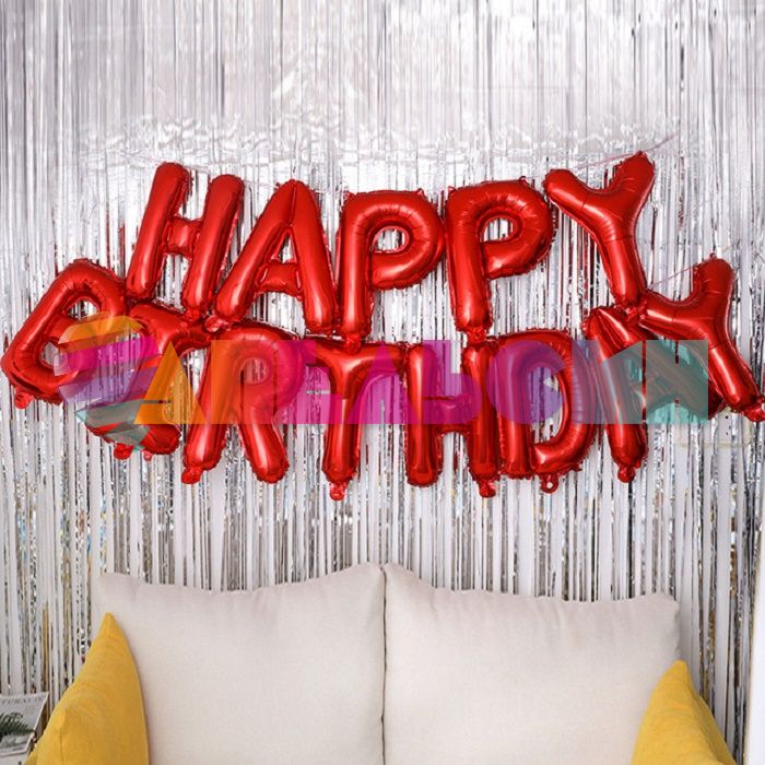 Надпись из шаров HAPPY BIRTHDAY красный FL16"/41см (Китай) 17402-СТОК