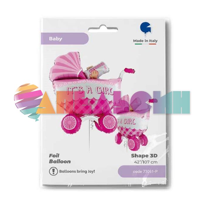 Шар фигура Каляска It`s a GIRL G42"/107см (Италия) 1207-2732 L73061-P