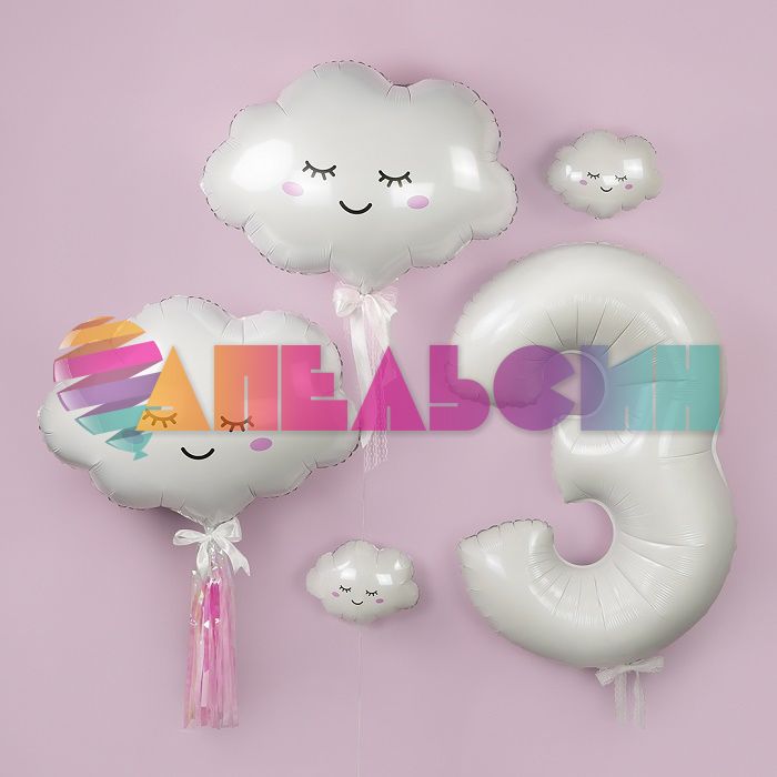 Шар фигура Облако белое спящее розовые щечки F27"/69см (Испания) 901842