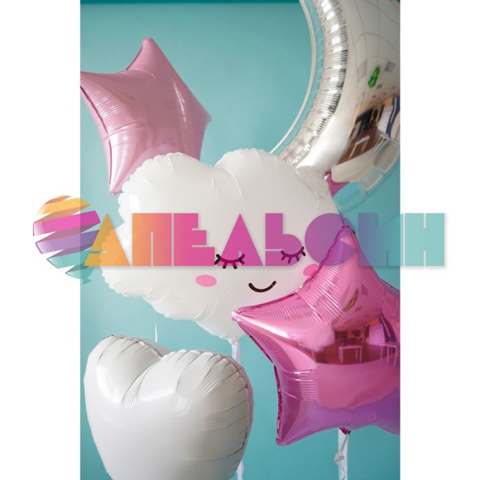 Шар фигура Облако белое спящее розовые щечки F27"/69см (Испания) 901842